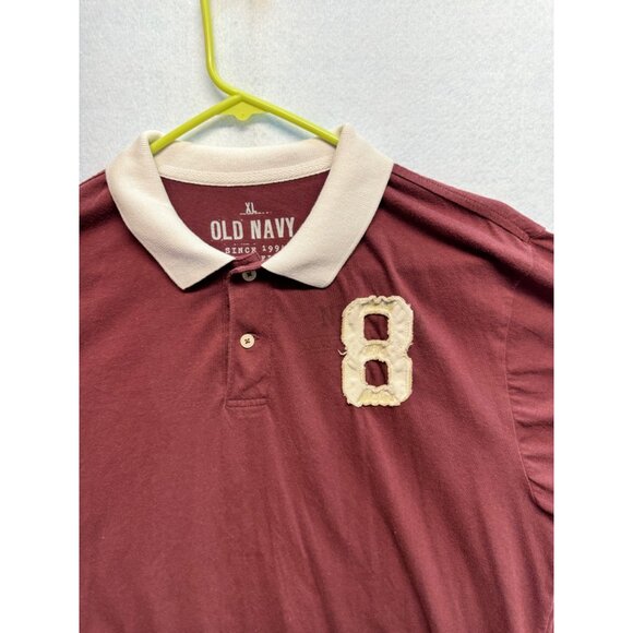 Old Navy Varsity 8 Short Sleeve Polo Slim Fit Maroon Size XL - Picture 2 of 9